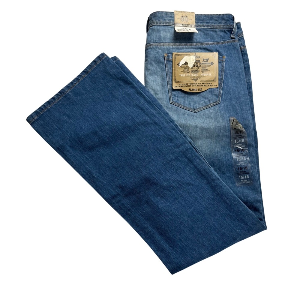 VTG Route 66 Womens‎ Jeans Size 15 16 Flare Leg Blue Denim True Fit Average